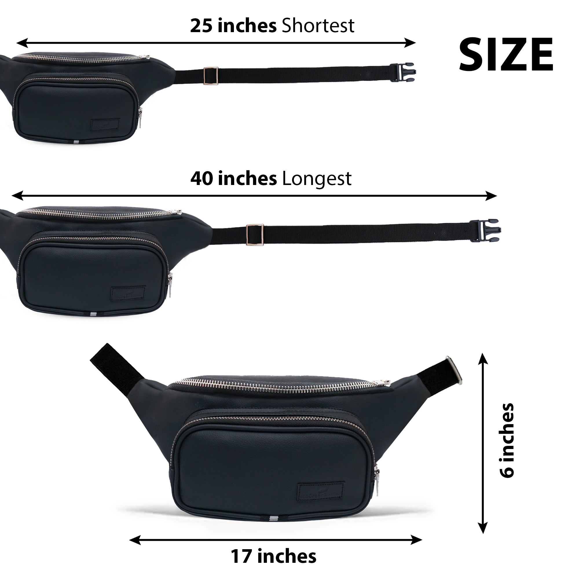 Double Zip Leather Fanny Pack