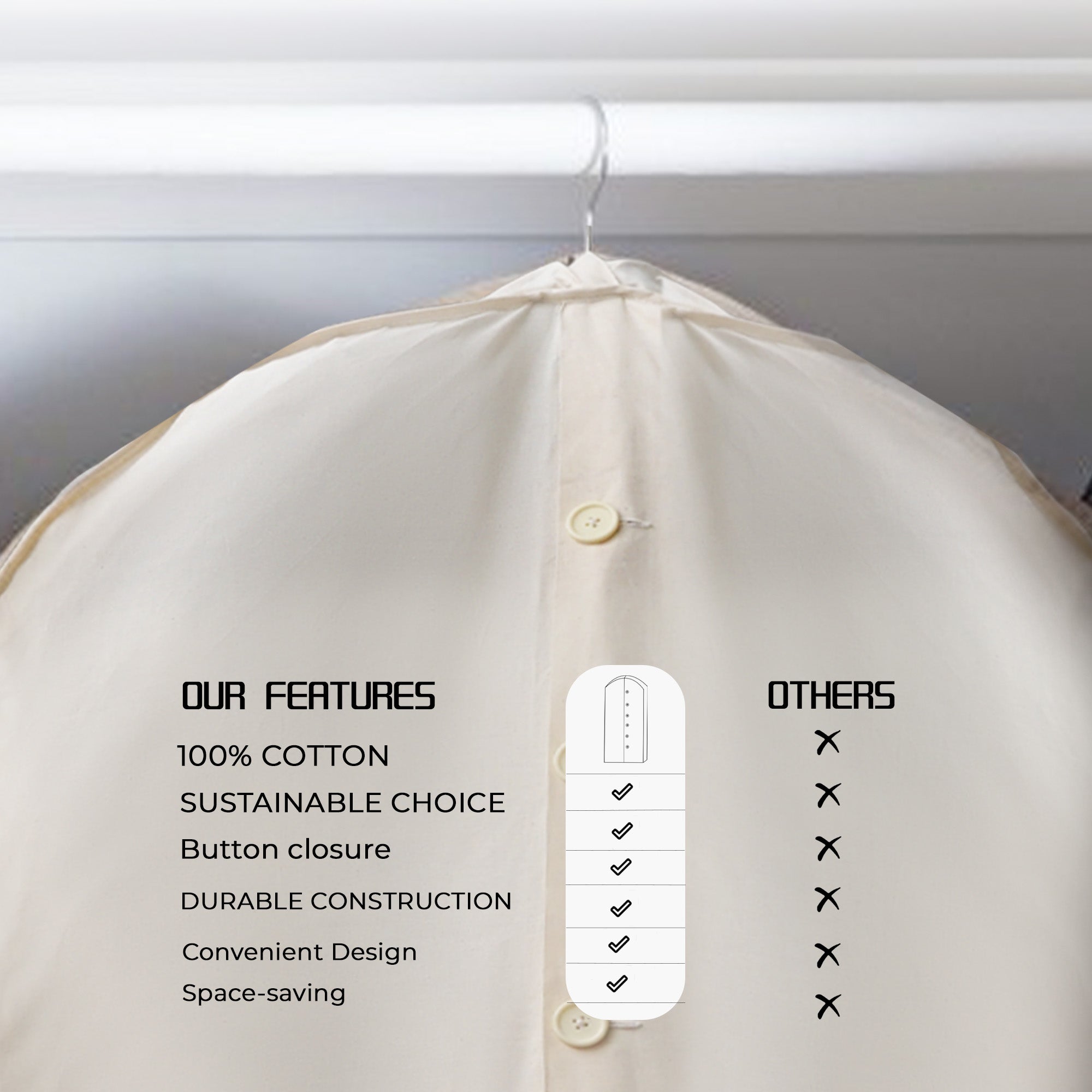 Buttoned Cotton Garment Bag