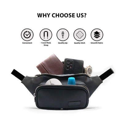 Double Zip Leather Fanny Pack