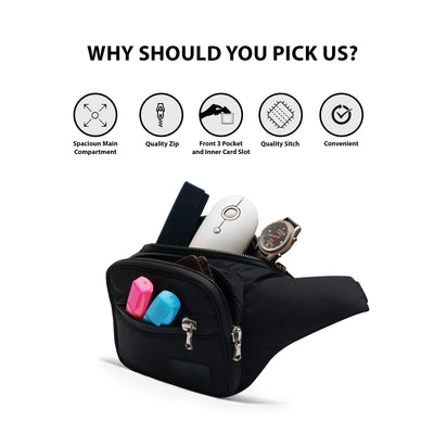 Triple Zip Leather Fanny Pack