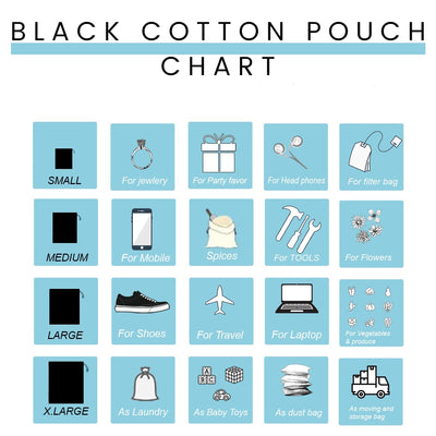 Midnight Black Cotton Pouch