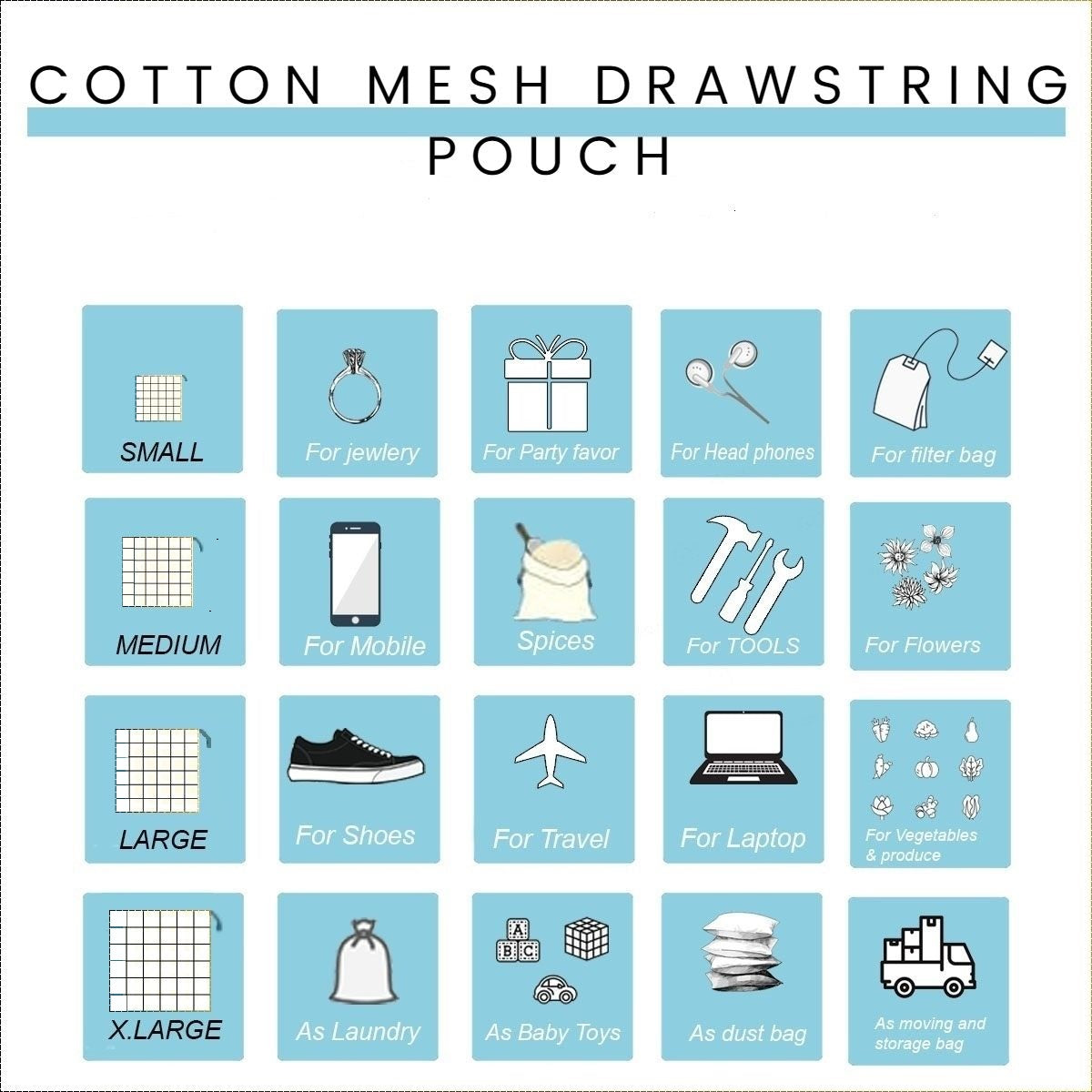 Natural Cotton Mesh Pouch