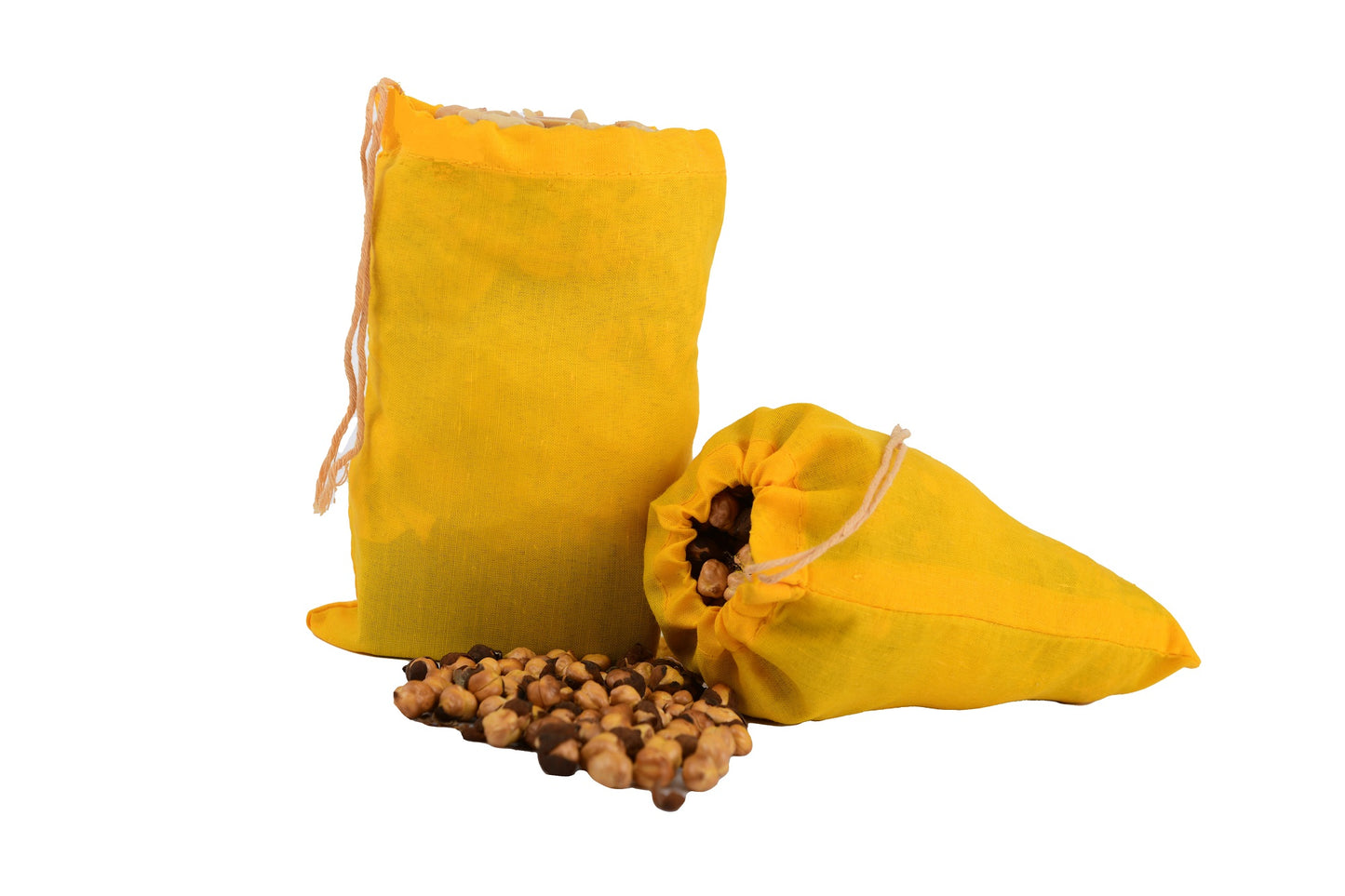 Yellow Cotton Single Drawstring Pouch for everyday use