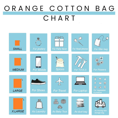 Sunset Orange Cotton Pouch