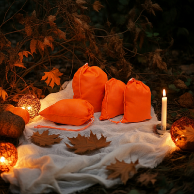 Sunset Orange Cotton Pouch