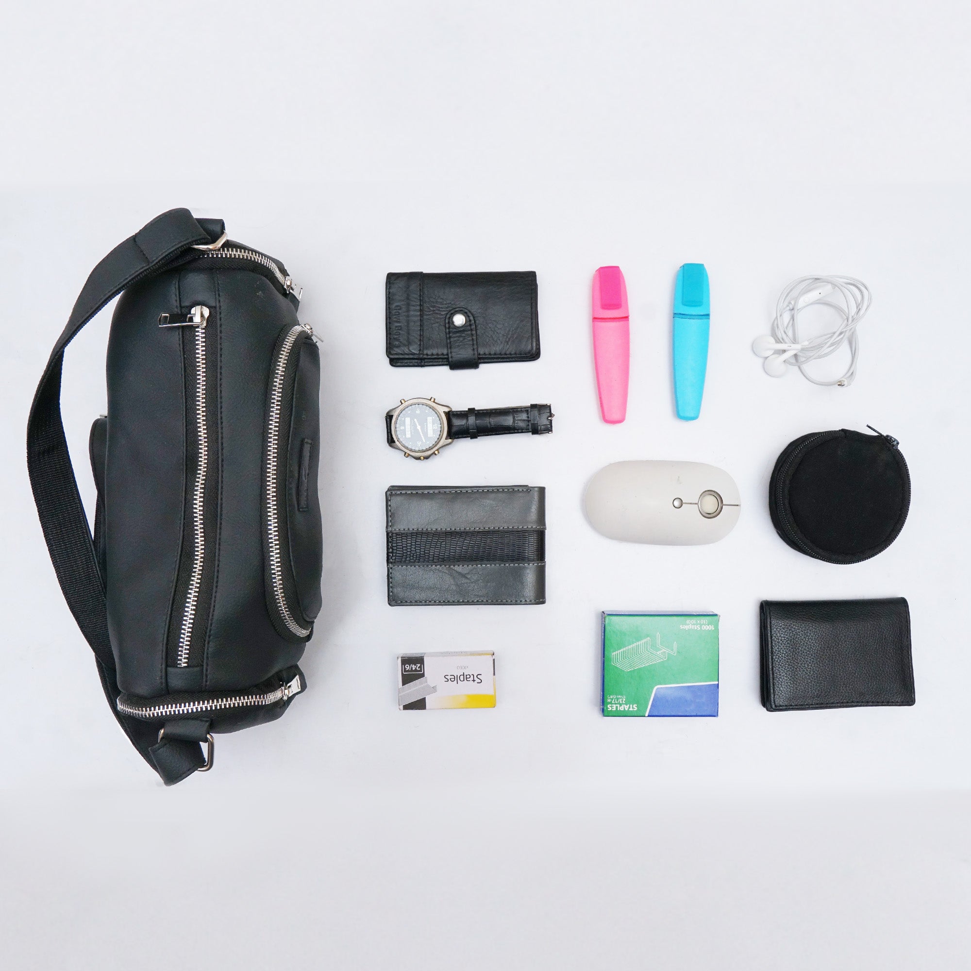 Multi-Pocket Leather Handbag