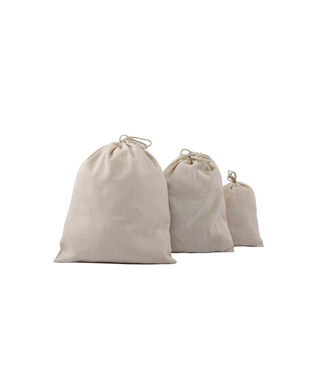 Cotton canvas double drawstring pouch in natural undyed canvas