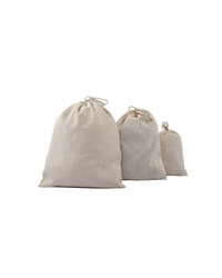 Cotton canvas double drawstring pouch in natural undyed canvas