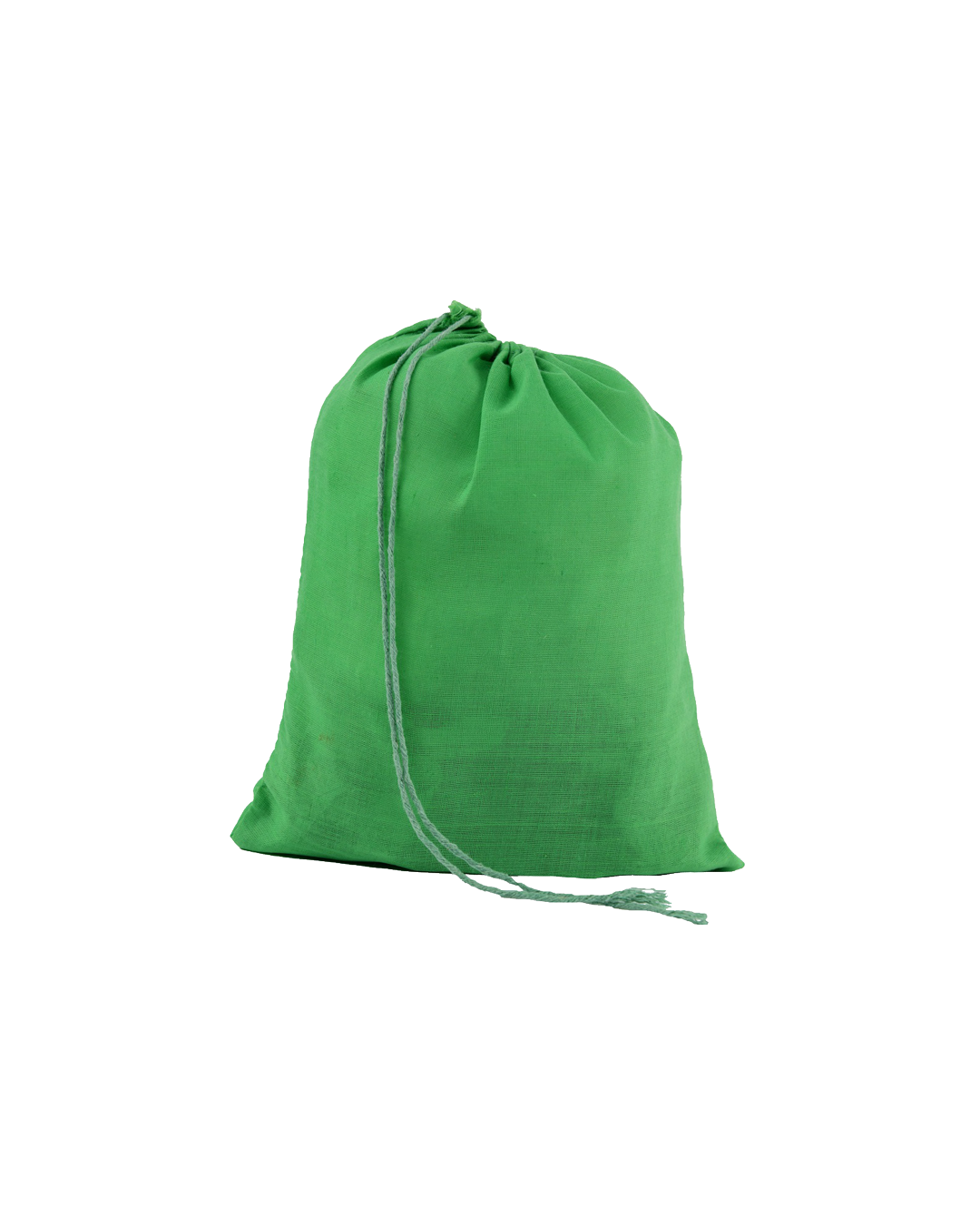 Forest green cotton single drawstring pouch