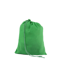 Forest green cotton single drawstring pouch