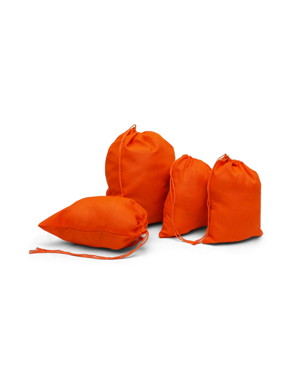 Sunset orange cotton single drawstring pouch