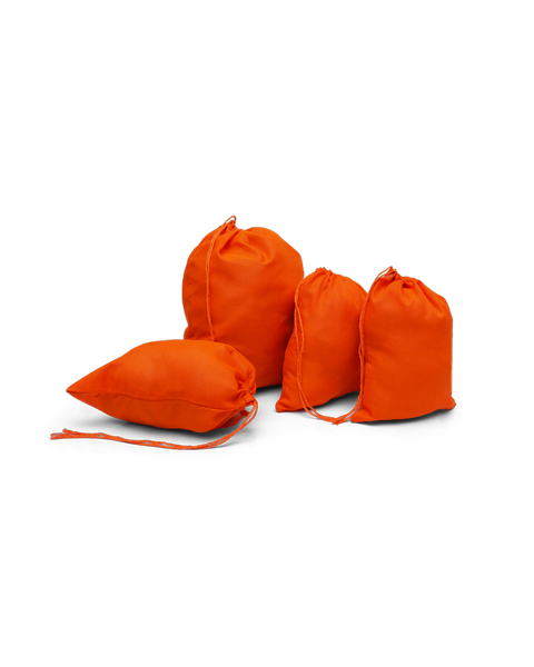 Sunset orange cotton single drawstring pouch