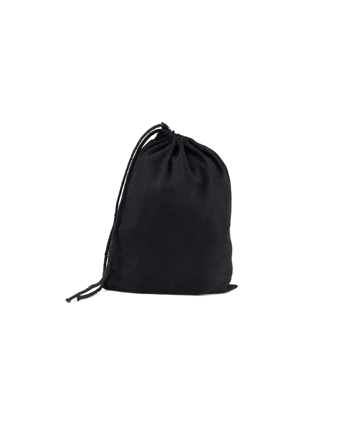 Midnight black cotton drawstring pouch