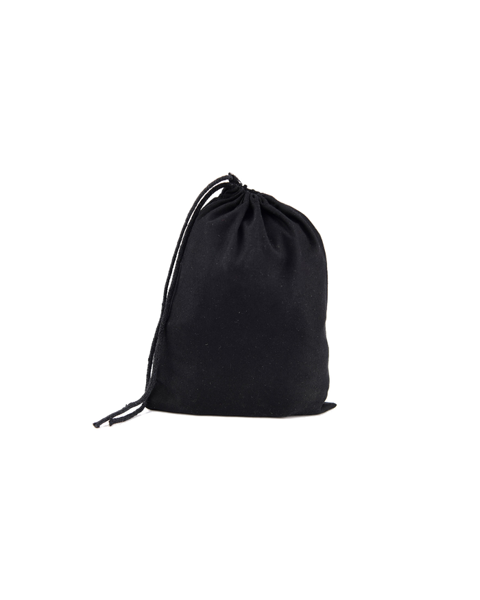 2x3 in Black Cotton Drawstring Bag