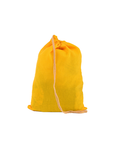 Sunrise yellow cotton single drawstring pouch