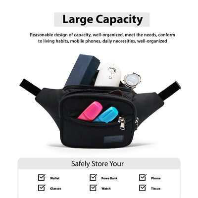 Triple Zip Leather Fanny Pack