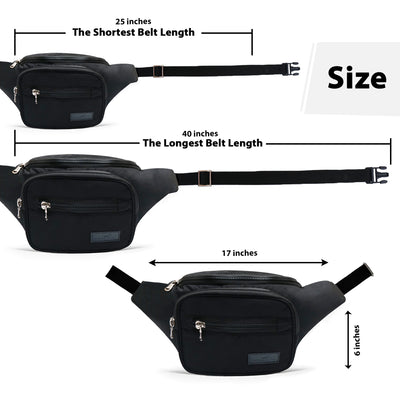 Triple Zip Leather Fanny Pack