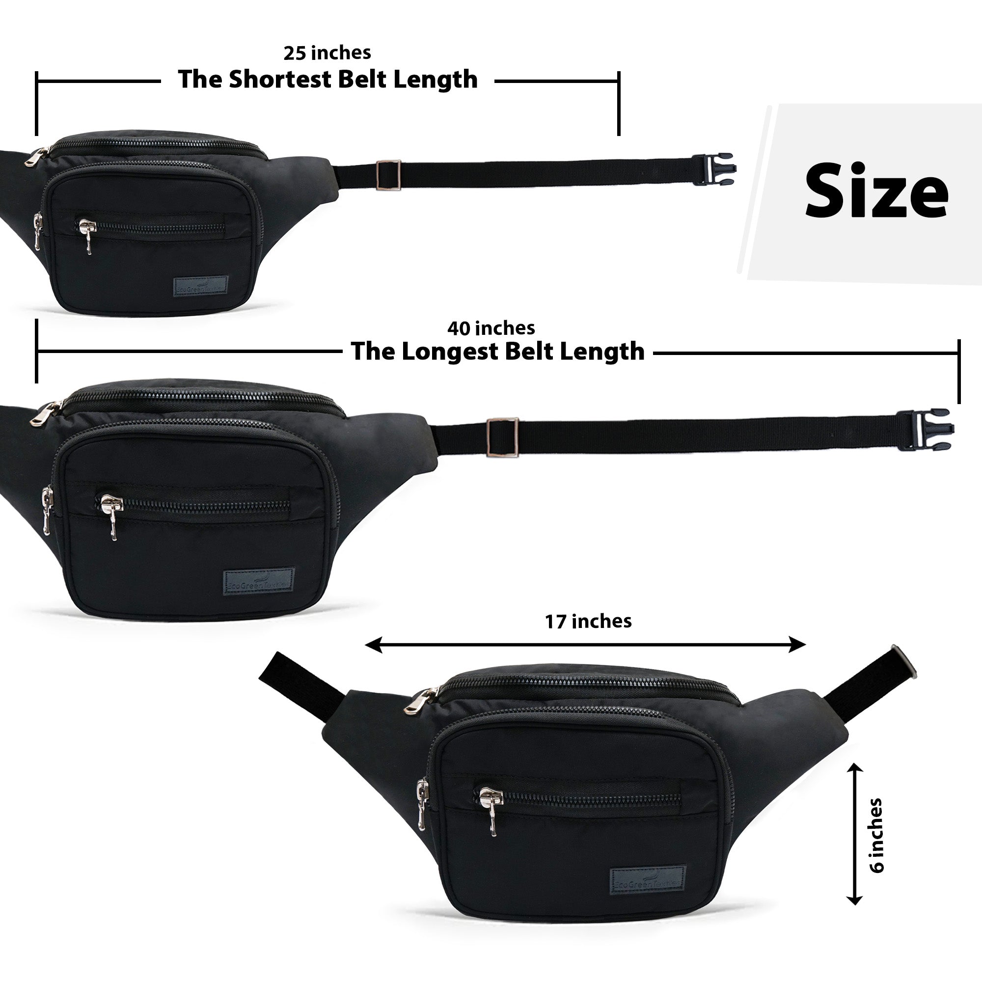 Triple Zip Leather Fanny Pack