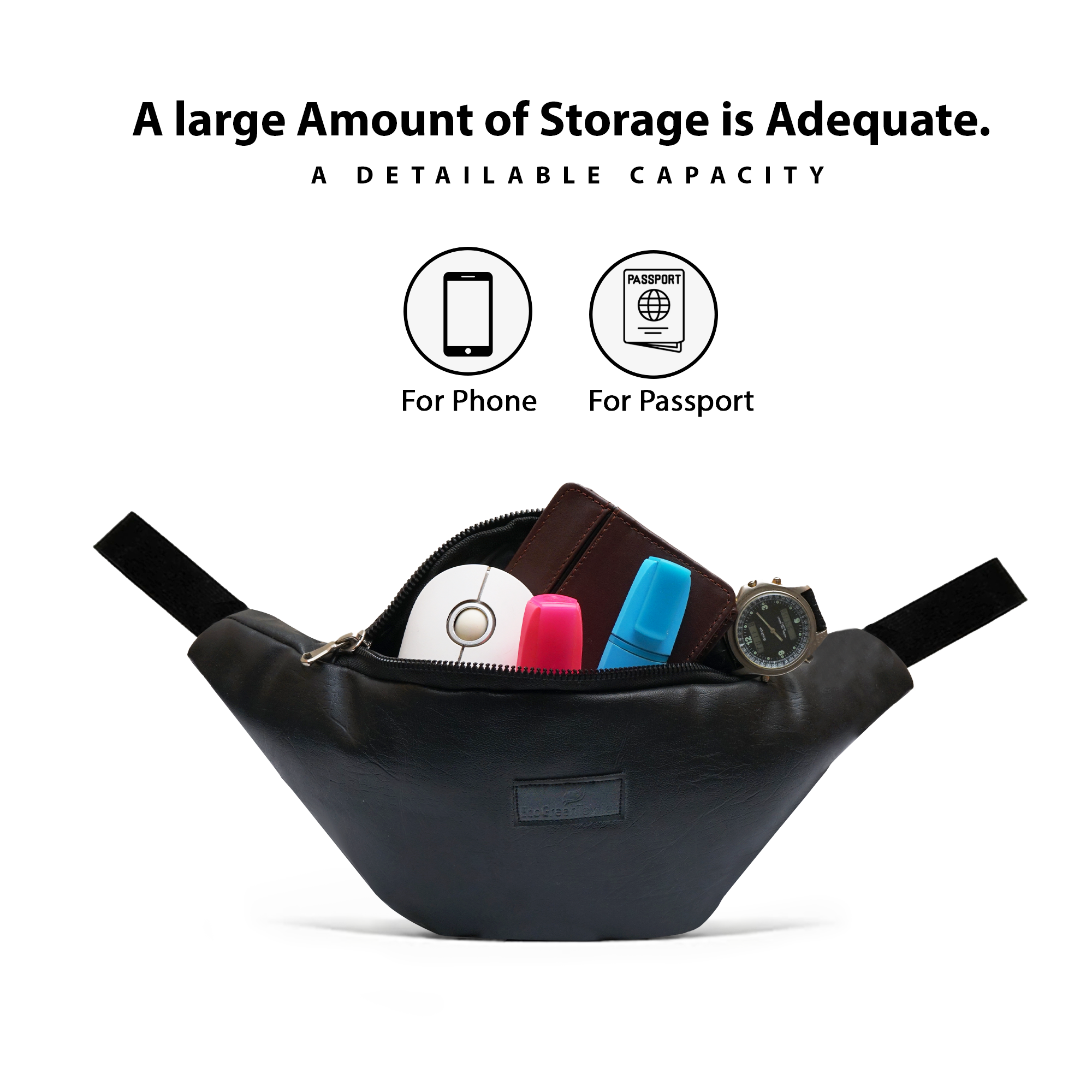 Single Zip Leather Fanny Pack