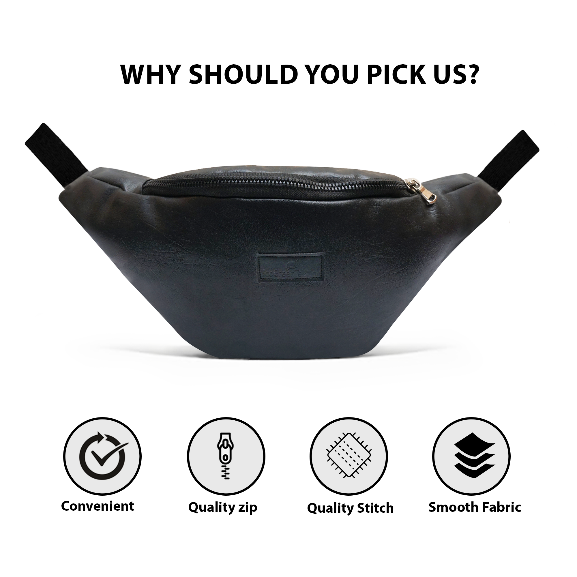 Single Zip Leather Fanny Pack