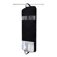 Cotton suit bag with a clear window panel showing the garment inside