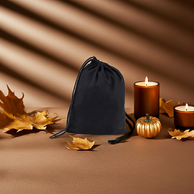 Midnight Black Cotton Pouch