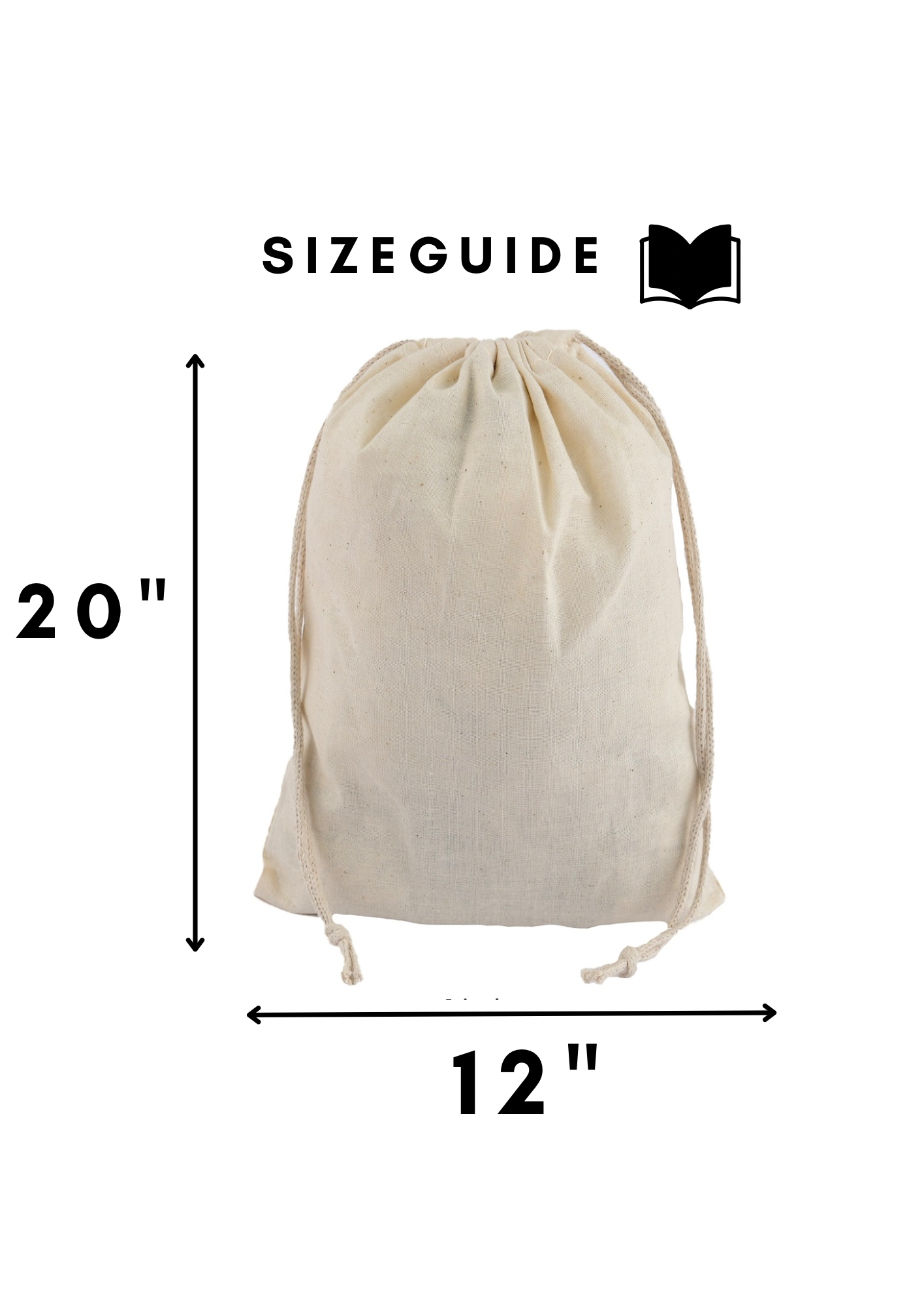 100% Cotton Double Drawstring Pouch for everyday use (Pack of 12 x 16 + 12 x 20 Inches)