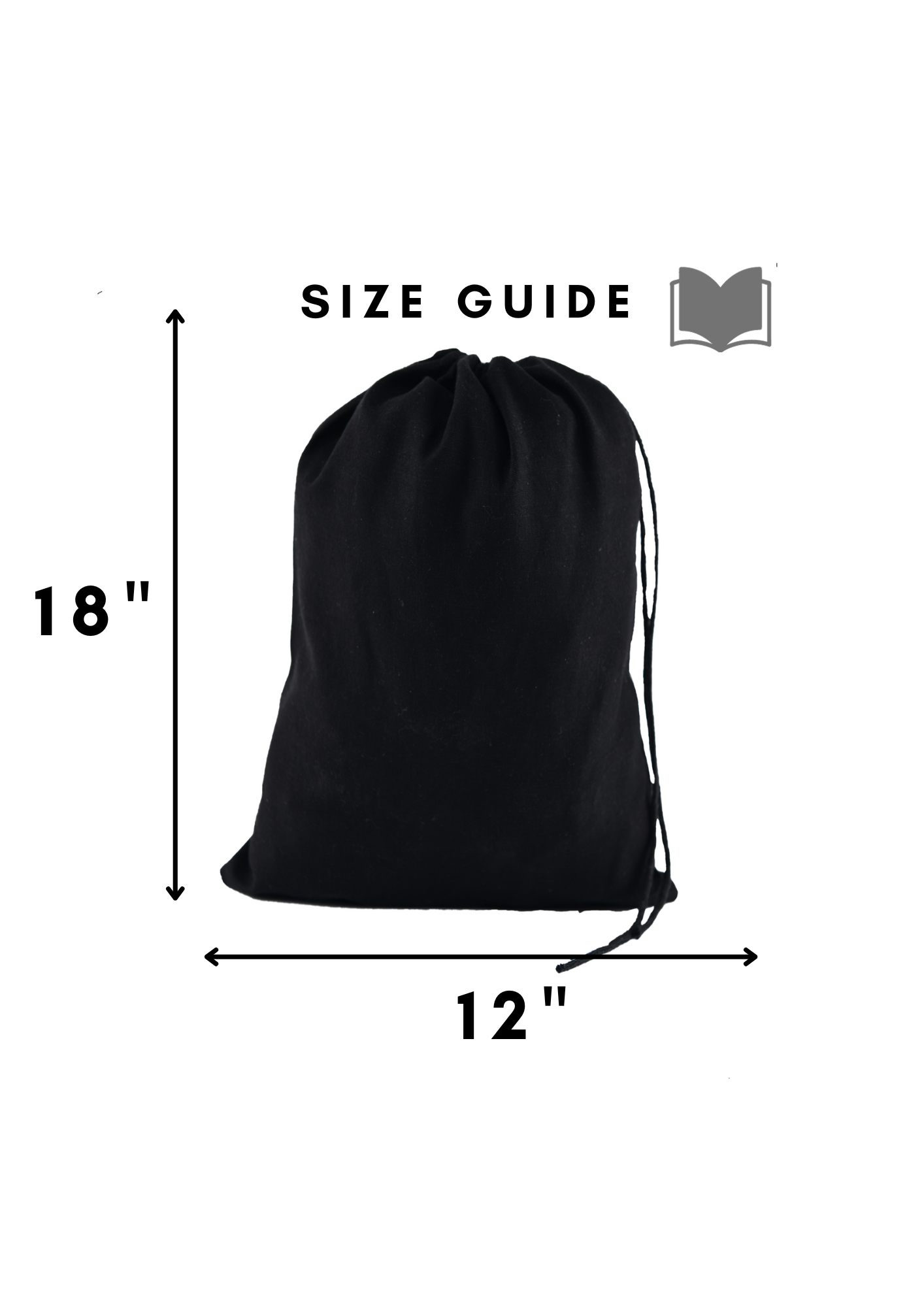 Black Cotton Single Drawstring Pouch for everyday use