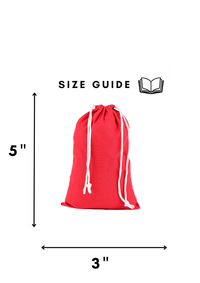 3x5 in Red Cotton Drawstring Bag