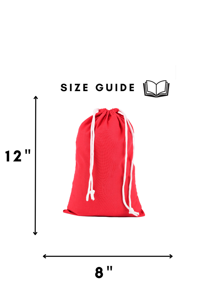 8x12 in Red Cotton Drawstring Bag