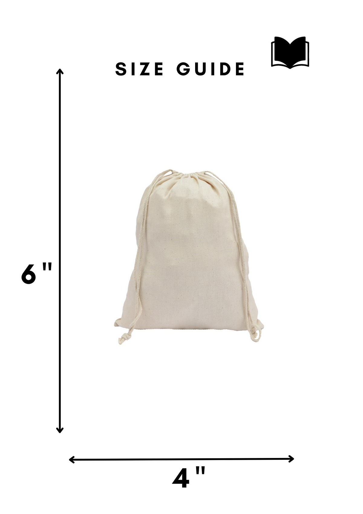 4x6 in natural cotton canvas, 210 gsm double drawstring bag