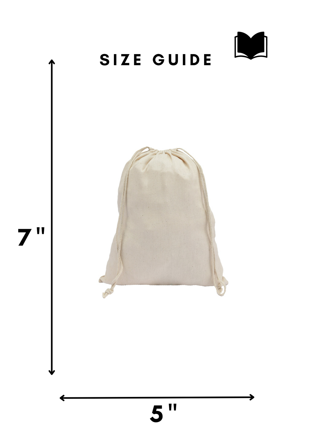 5x7 in natural cotton canvas, 210 gsm double drawstring bag