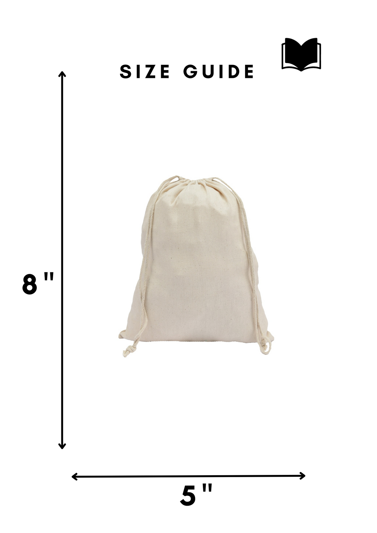 5x8 in natural cotton canvas, 210 gsm double drawstring bag