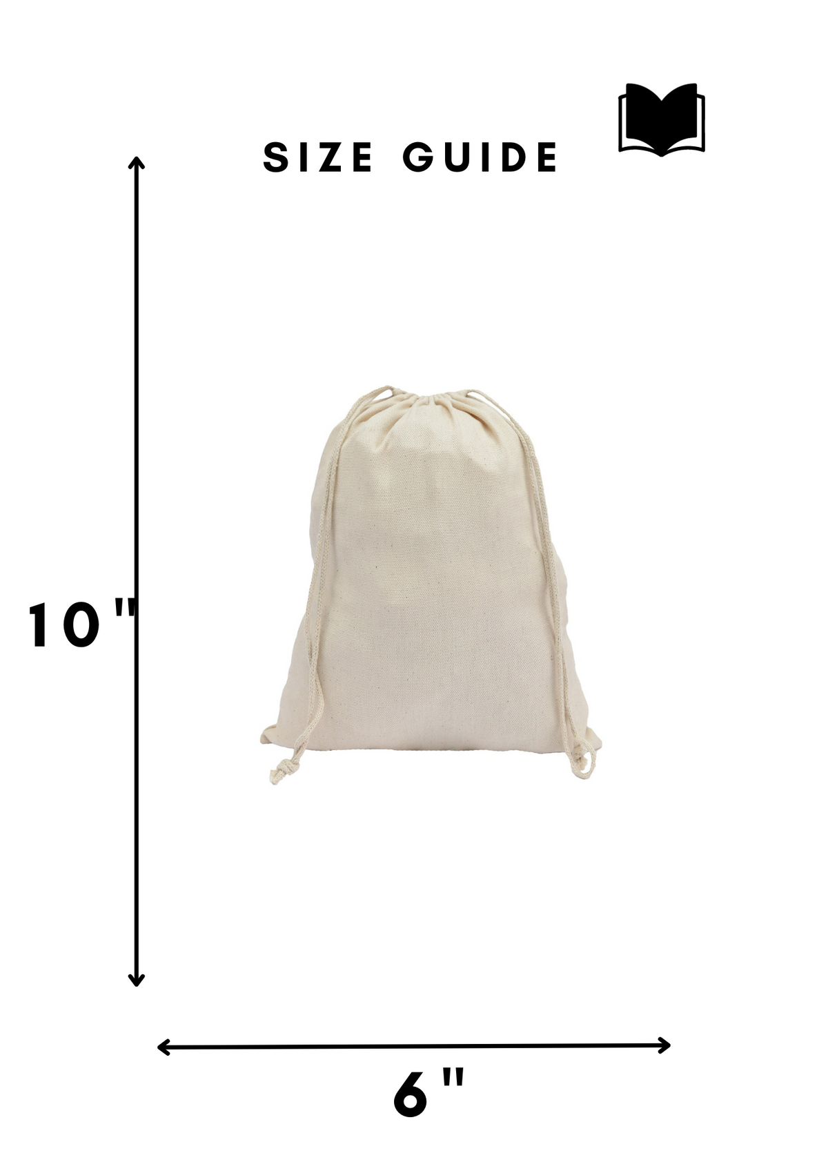 6x10 in natural cotton canvas, 210 gsm double drawstring bag