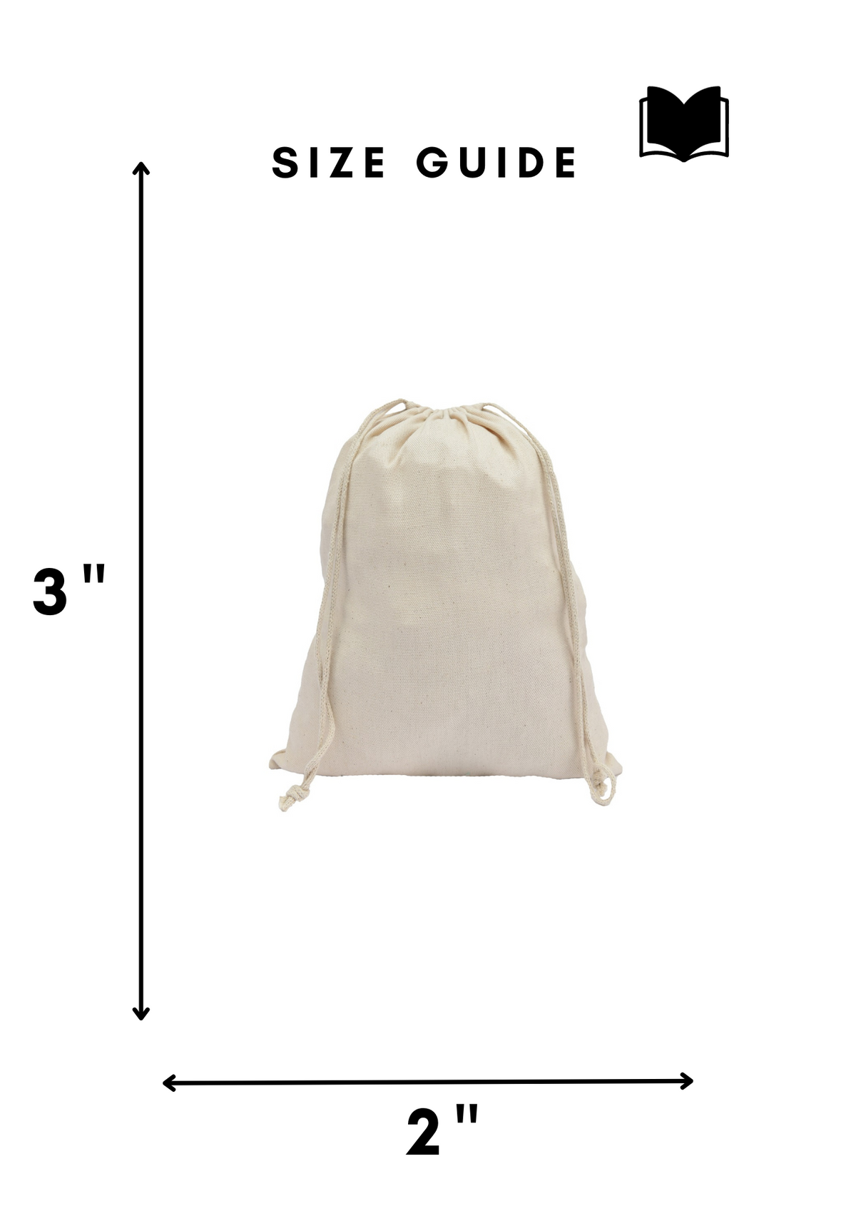 2x3 in natural cotton canvas, 210 gsm double drawstring bag